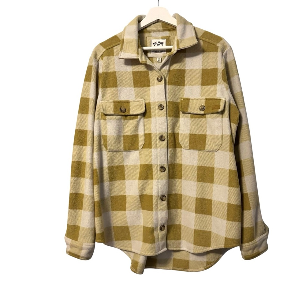 Billabong A/Div Forge - Fleece Shacket Plaid Button-Up Yellow Women’s Size XL